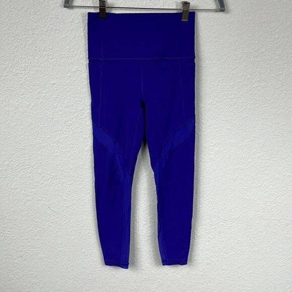 Athleta Salutation Stash Pocket II Blue Purple Mesh 7/8 Tight Leggings Sz XXS - Picture 3 of 12